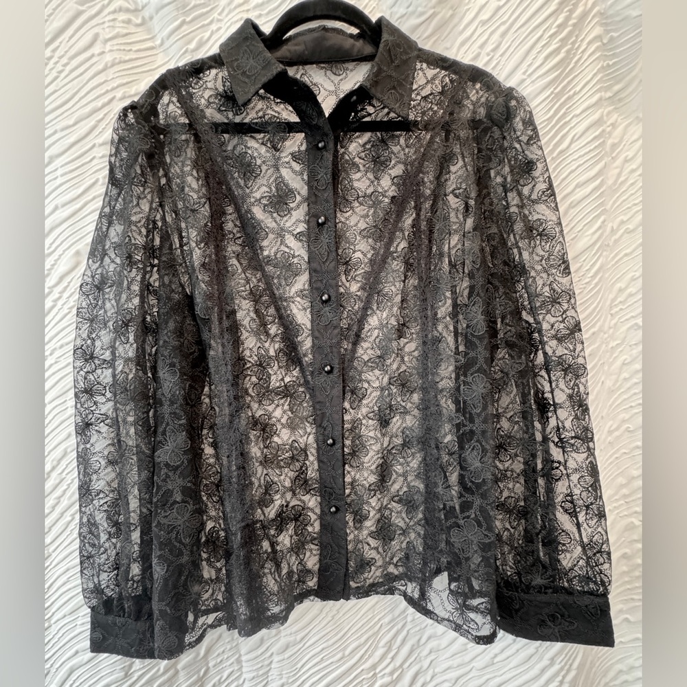 Disturbia Black Lace Butterfly Blouse - Picture 4 of 6